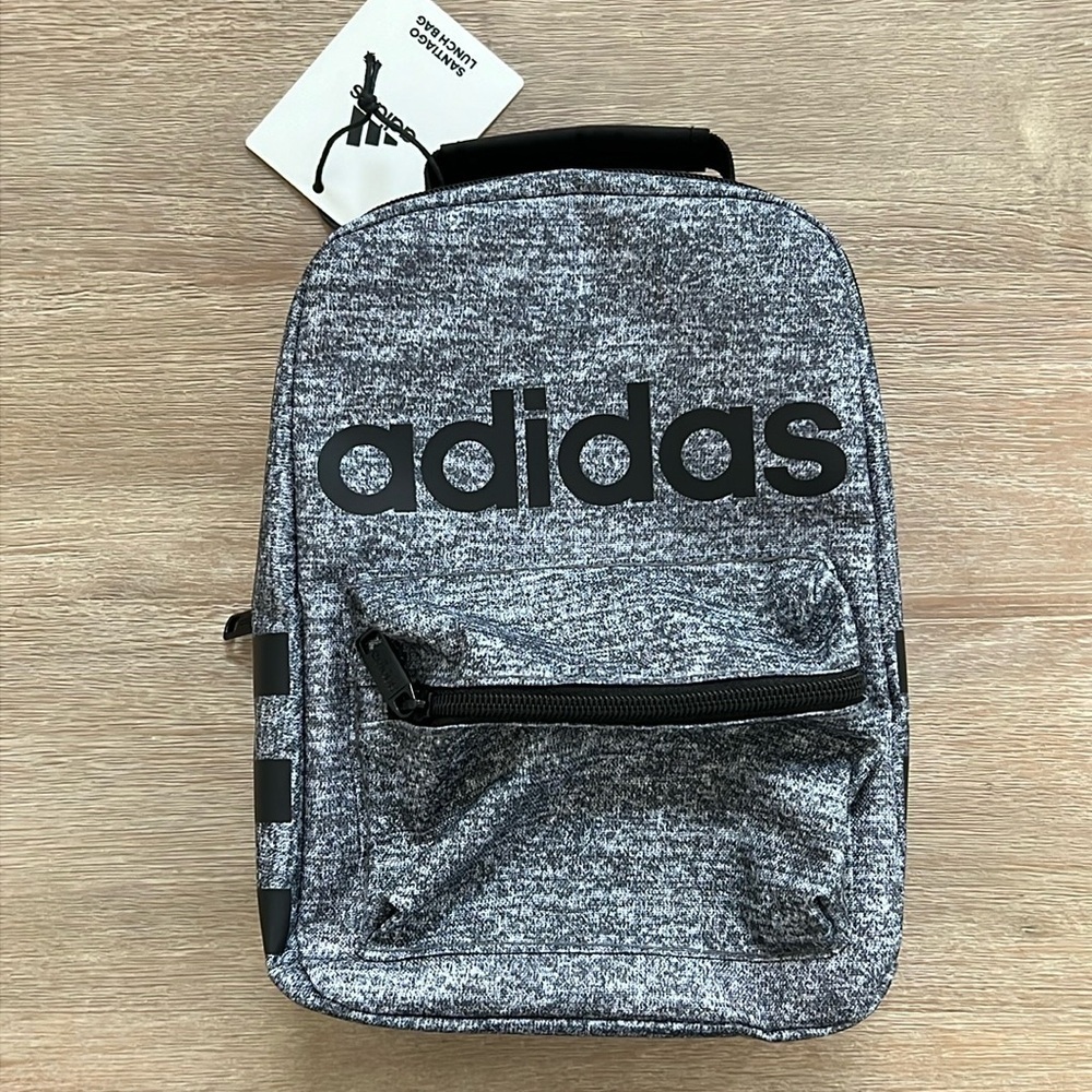 Adidas Boys Insulated Santiago Lunch Box Bag Carrier Gray Black